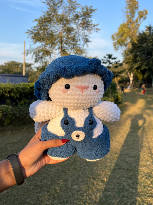 Bunny Hoodie Crochet Plush – Cozy Blue Edition