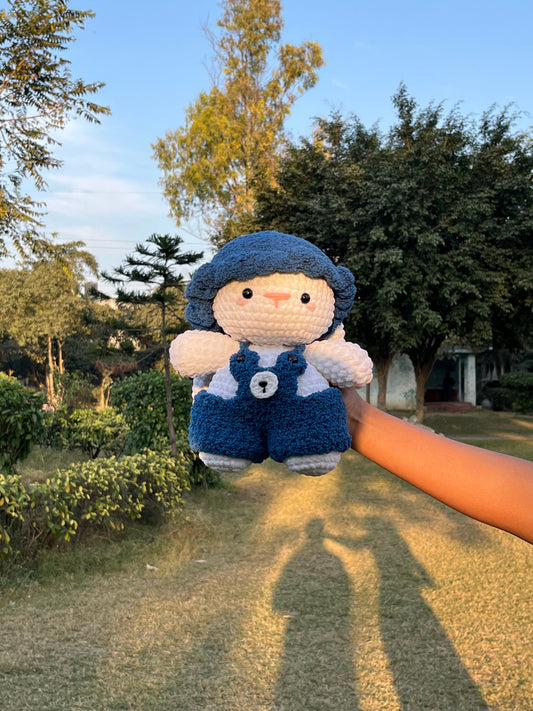 Bunny Hoodie Crochet Plush – Cozy Blue Edition