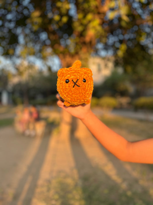 Chunky Cat Crochet Plush — Sunset Orange 🧡