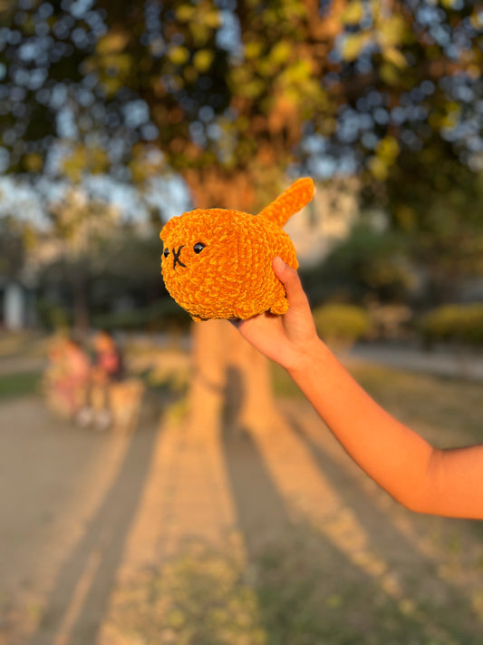 Chunky Cat Crochet Plush — Sunset Orange 🧡